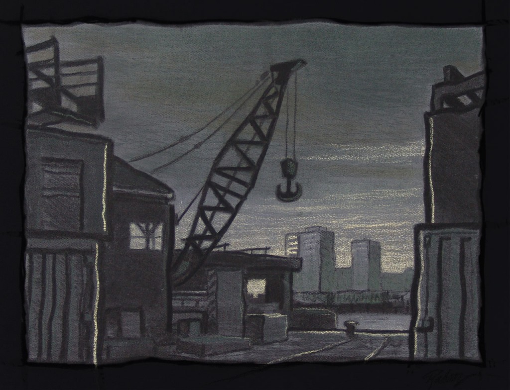 Antwerp Harbor -charcoal on canvas